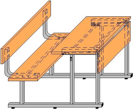 Моноблок аудиторный 2-х мес. с регулируемой столешницей